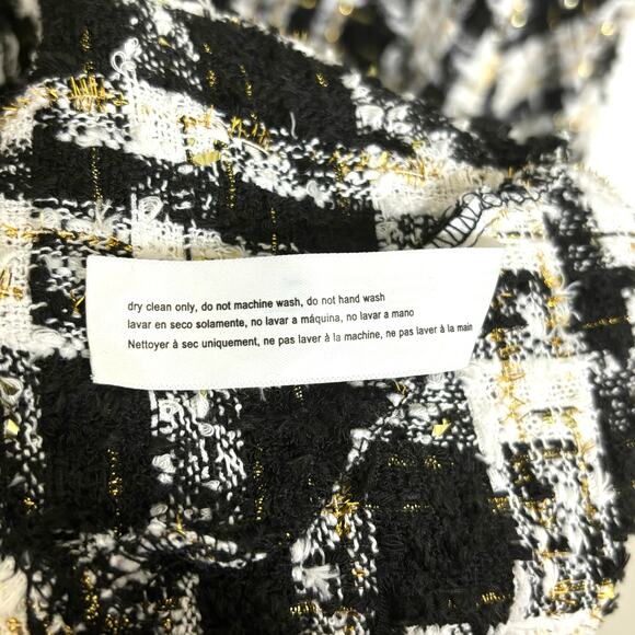 NWT Eloquii Size 20 Tweed Black White Flare Dress Jumper Gold Metallic Threads - Picture 10 of 12